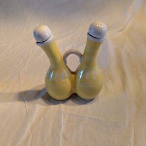 2/30$ Yellow Double Cruet Olive Oil & Vinegar Bottle Set - Ceramic